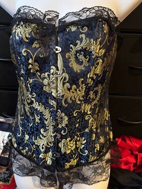 Black and gold boned Corset